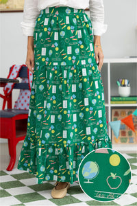 Getting Close Green Toile Midi Skirt