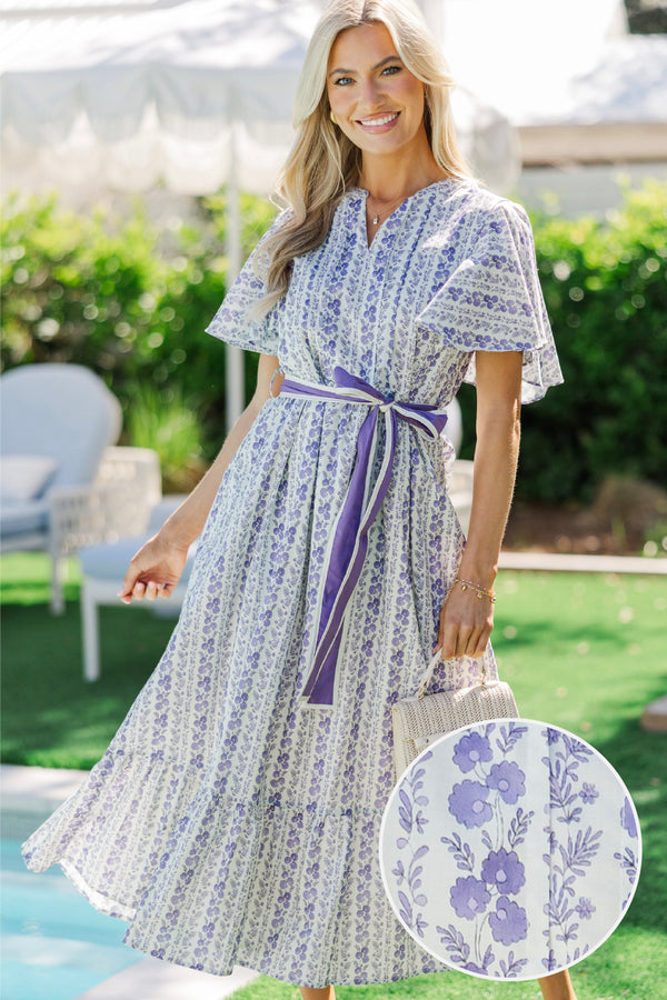 Only For You Lavender Ditsy Floral Maxi Dress