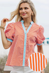 On The Edge Orange Striped Blouse