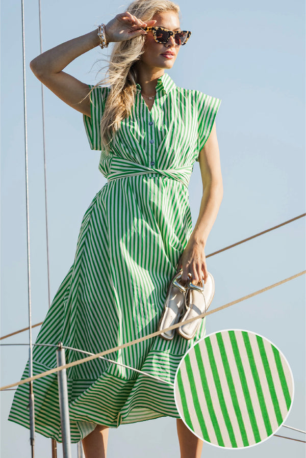 Always A Good Choice Green Striped Midi Dress
