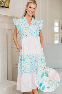 NURSING COLLECTION: Created Beauty Blue Mixed Print Midi Dress