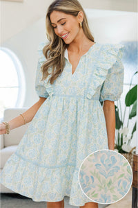 NURSING COLLECTION: All The Good Things Light Blue Watercolor Dress