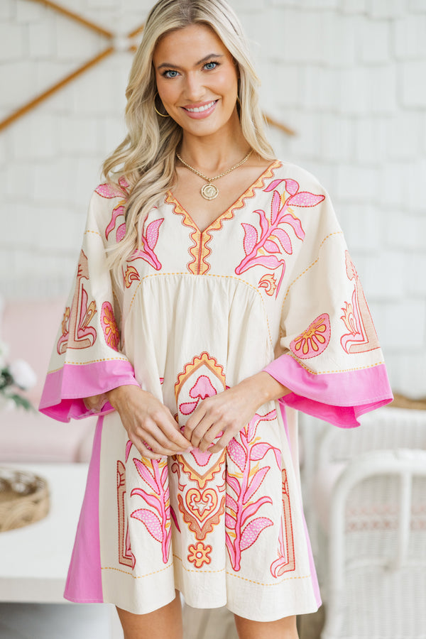 Just My Type Pink Floral Embroidery Babydoll Dress Shop the Mint Just My Type Pink Floral Embroidery Babydoll Dress Shop the Mint