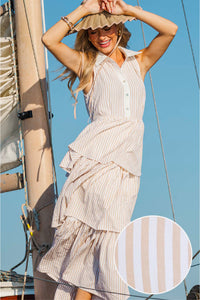 Calm & Collected Taupe Striped Midi Dress