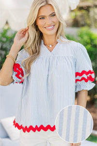 Can't Give You Up Light Blue Stripes Blouse