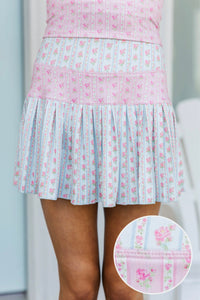 Girls: The Sadie Light Blue Mixed Print Skort