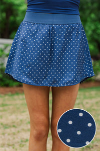 Girls: A Girly Look Navy Polka Dot Athletic Skort