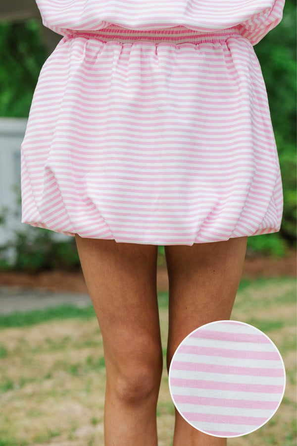 Girls: Follow Me Pink Striped Bubble Skort