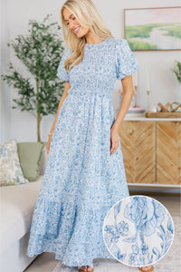 NURSING COLLECTION: Make The Right Choice Blue Floral Maxi Dress
