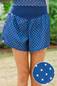 Girls: Counting On You Navy Polka Dot Athletic Shorts