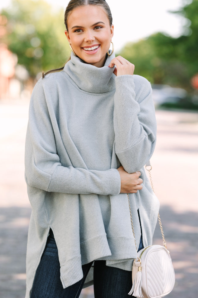 Cozy Comfy Heather Gray Cowl Neck Sweater - Oversized – Shop the Mint