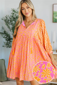 NURSING COLLECTION: Through The Years Orange Ditsy Floral Babydoll Dress