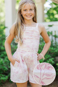 Girls: All About Charm Pink Toile Romper