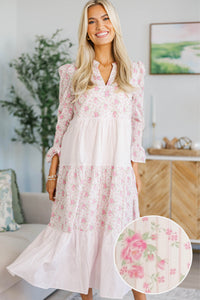 NURSING COLLECTION: What A Surprise Pink Mixed Print Midi Dress