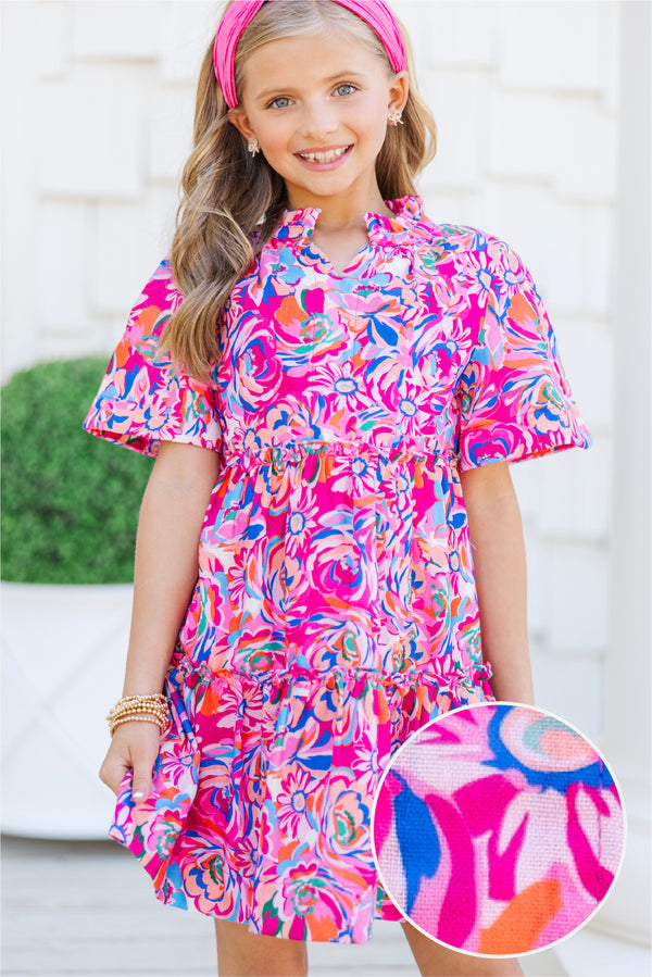 Girls: The Stephanie Fuchsia Floral Babydoll Dress