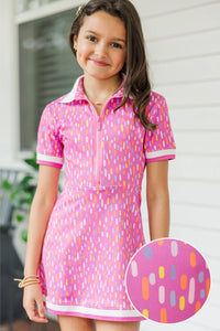 Girls: On The Run Pink Abstract Tennis Dress