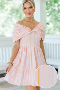 Sweet Sensation Pink Striped Bow Dress