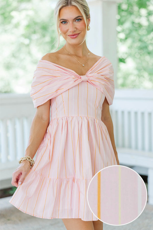 Sweet Sensation Pink Striped Bow Dress