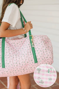 Girls: Where To Next Pink Gingham Quilted Duffle Bag