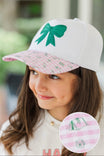 Girls: Adventure Awaits Pink Gingham Embroidered Bow Hat