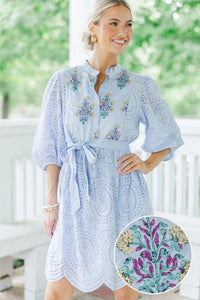 Just Feels Like Me Light Blue Eyelet Dress