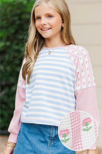 Girls: The Gardenview Pink Colorblock Top