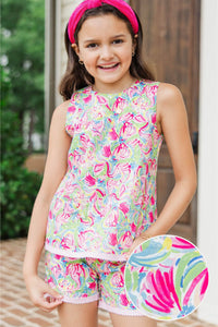Girls: The Kira Pink And Blue Abstract Scalloped Set