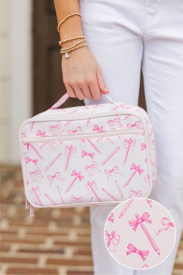Girls: Preorder: The Clarissa Pink Pencils And Bows Lunchbox