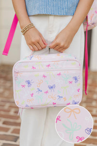 Girls: Preorder: The Clarissa Pink Bows Print Lunchbox