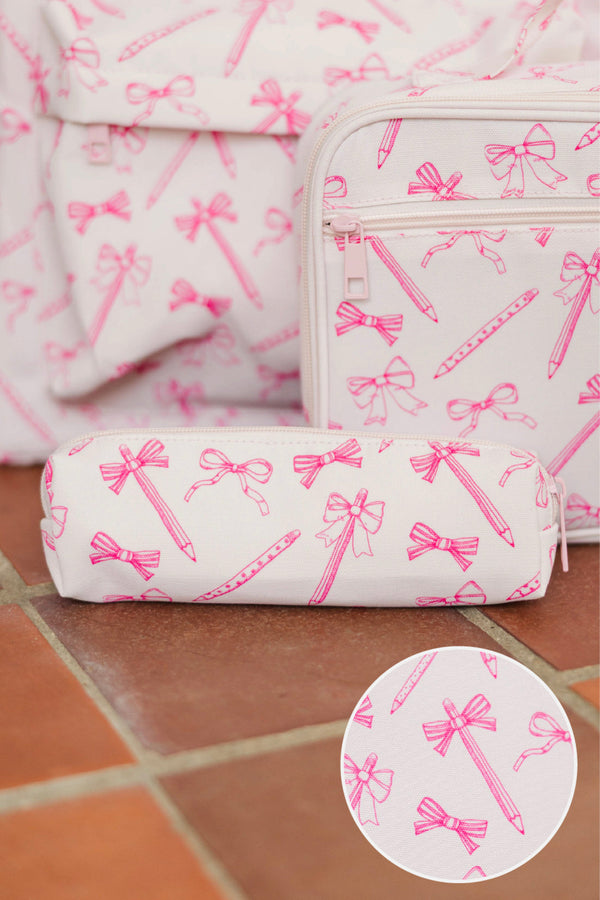 Girls: Preorder: A+ Attitude Pink Pencils & Bows Pencil Pouch