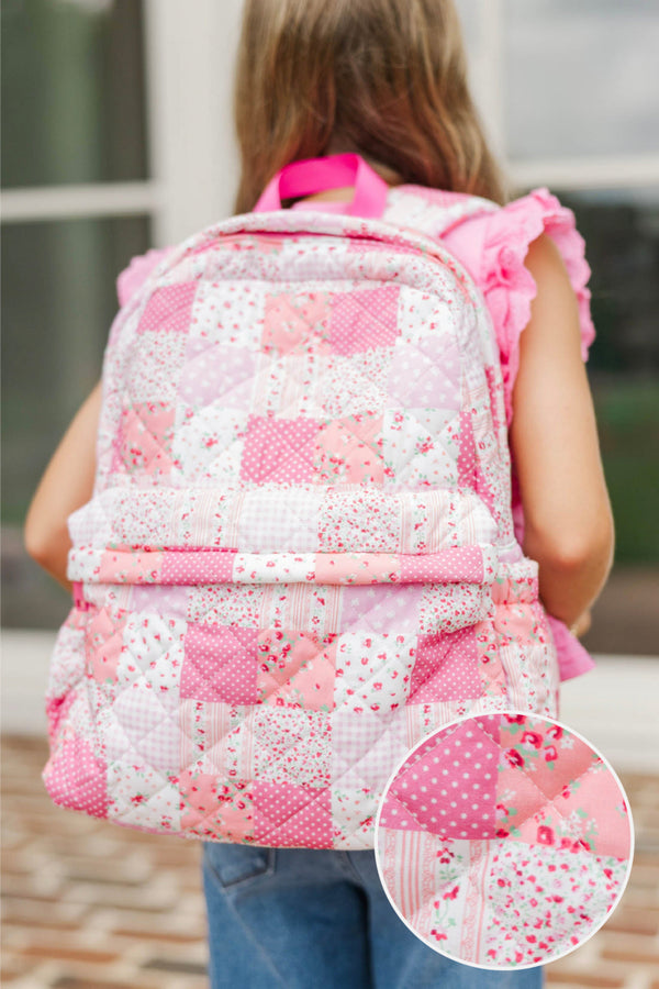 Girls: After The Bell Pink Patchwork Quilted Backpack