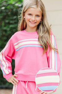 Girls: The Weekend Pink Striped Sweatshirt