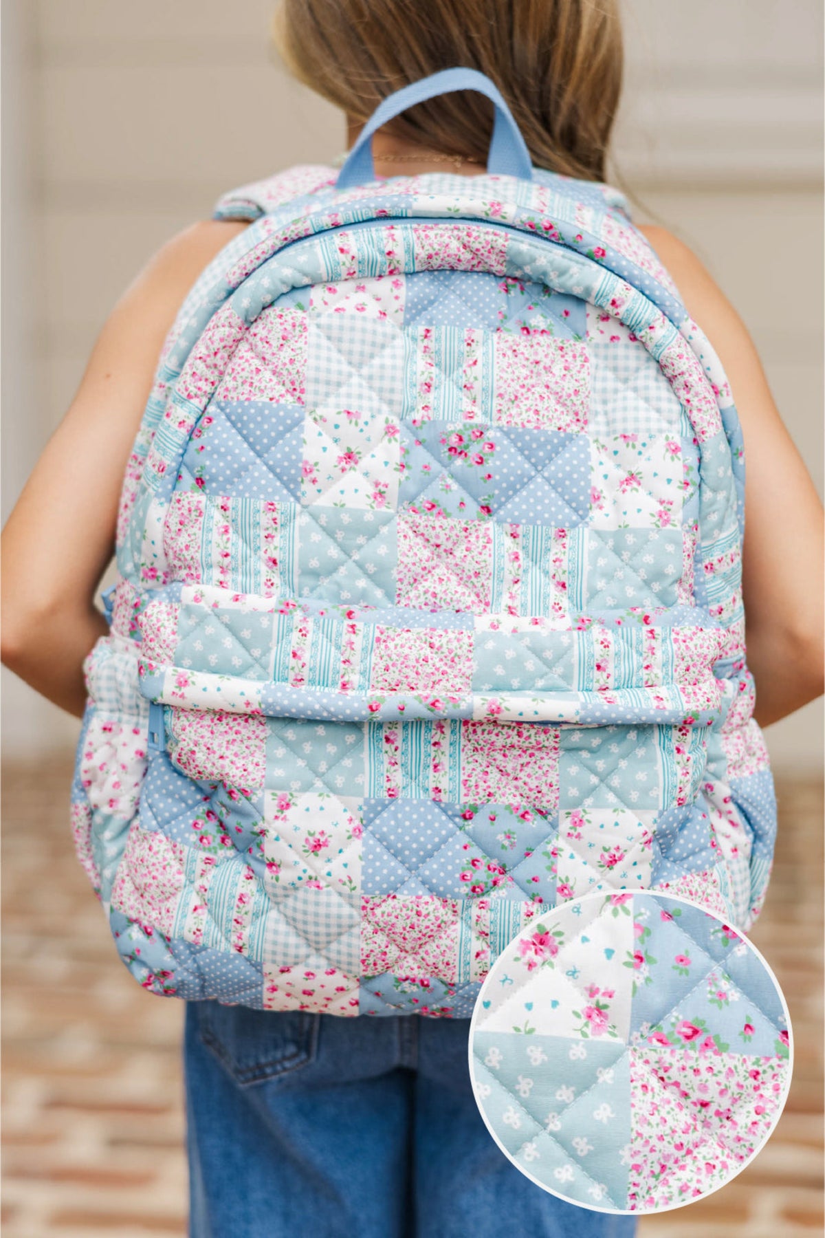 Girls: After The Bell Blue Patchwork Quilted Backpack – Shop the Mint