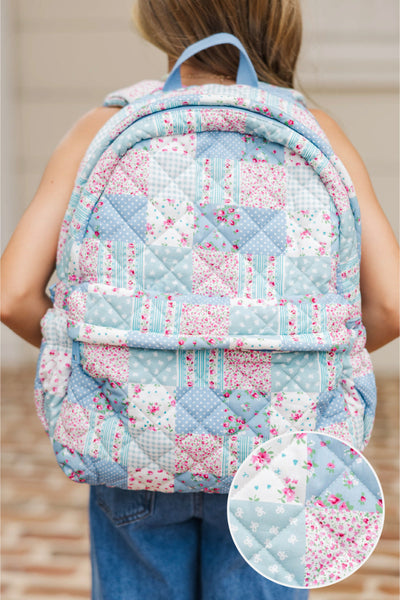 Girls: After The Bell Blue Patchwork Quilted Backpack – Shop the Mint
