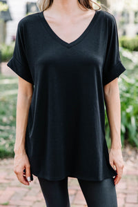 Make Your Life Easy Black V-neck Top