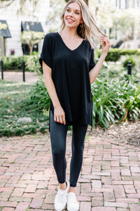 Make Your Life Easy Black V-neck Top