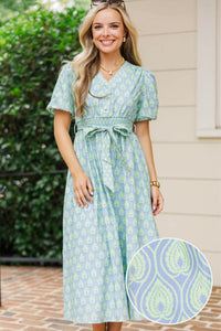 Gracefully Unbothered Green Medallion Midi Dress