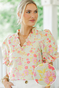 Catch My Eye Pink Brocade Blouse