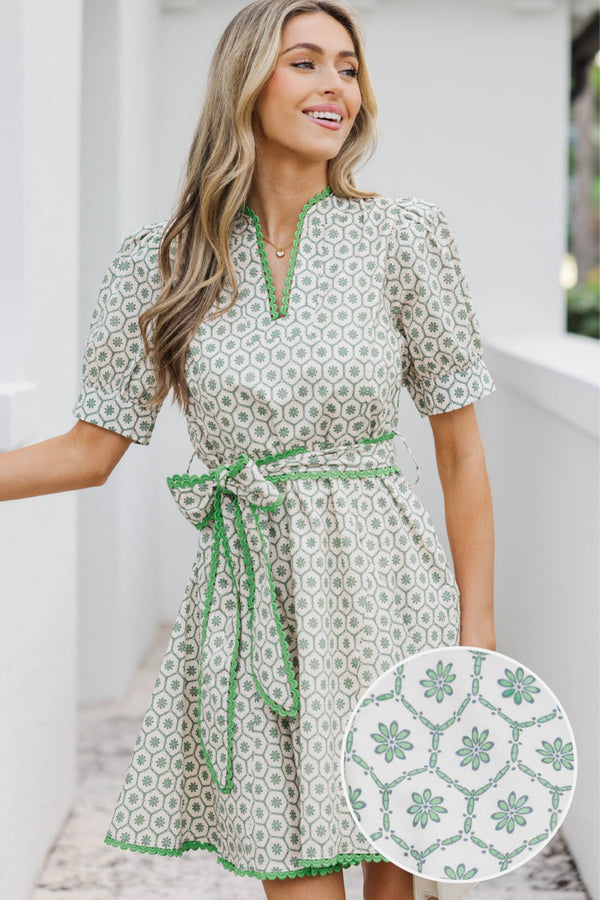 Classy Intentions Green Medallion Dress