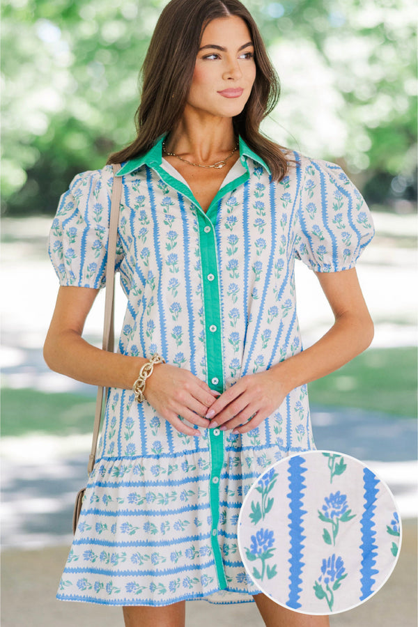 As Time Goes On Blue Floral Dress