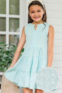 Girls: Bright Moment Mint Textured Dress