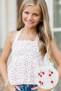 Girls: All The Magic White Ditsy Floral Tank