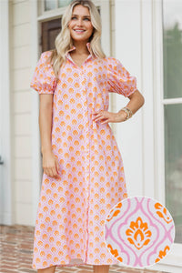 Graceful Heart Pink Medallion Midi Dress