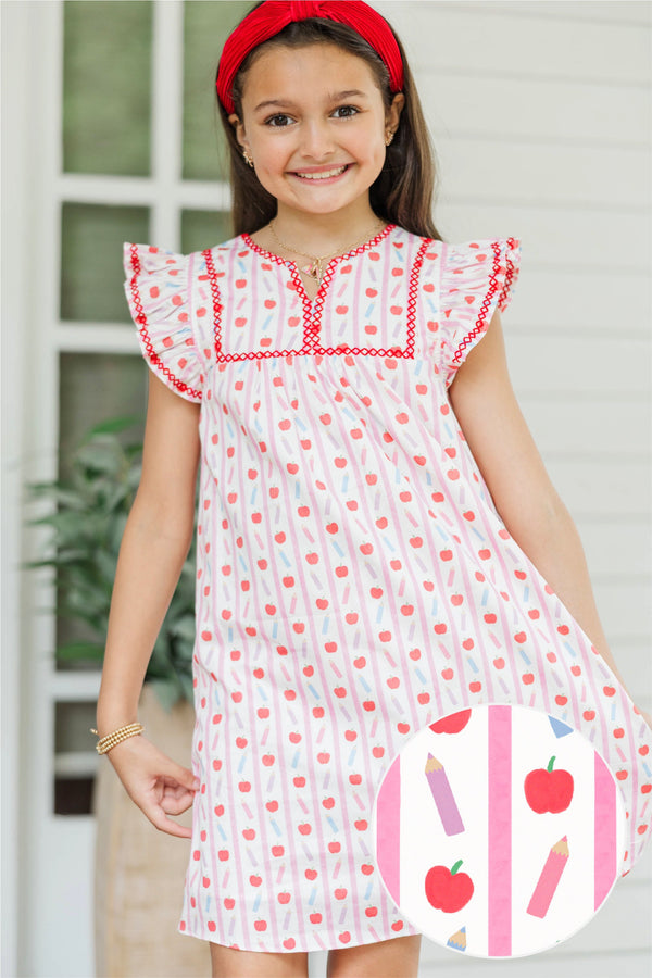 Girls: See It Through White First Day Stripes S/S Babydoll Dress
