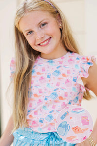 Girls: Through The Days Pink School Girl Pima Cotton Top