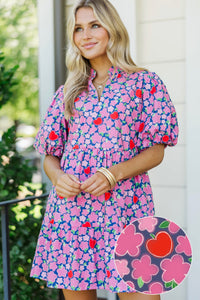 Somewhere Out There Navy Apple & Floral Babydoll Dress