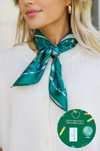 Front Of The Class Green Toile Neck Scarf