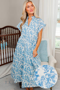 NURSING COLLECTION: In Your Dreams Blue/White Toile Midi Dress