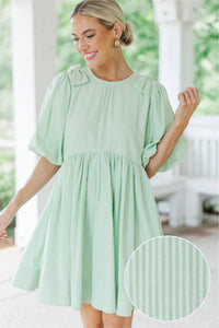 Dreaming Of The Day Green Striped Dress