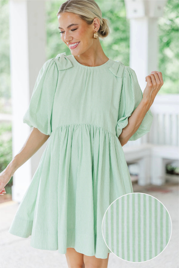 Dreaming Of The Day Green Striped Dress